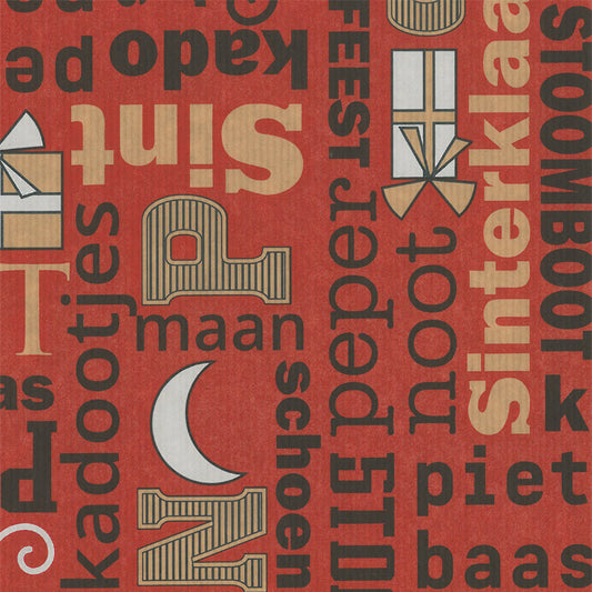 Sinterklaas inpakpapier rood - D018