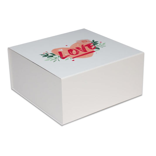 Luxe valentijn magneetdozen - Love dessin in kleur wit