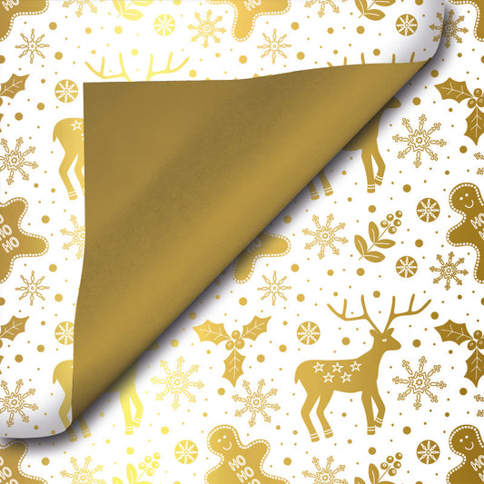 Kerst inpakpapier goud - D090218