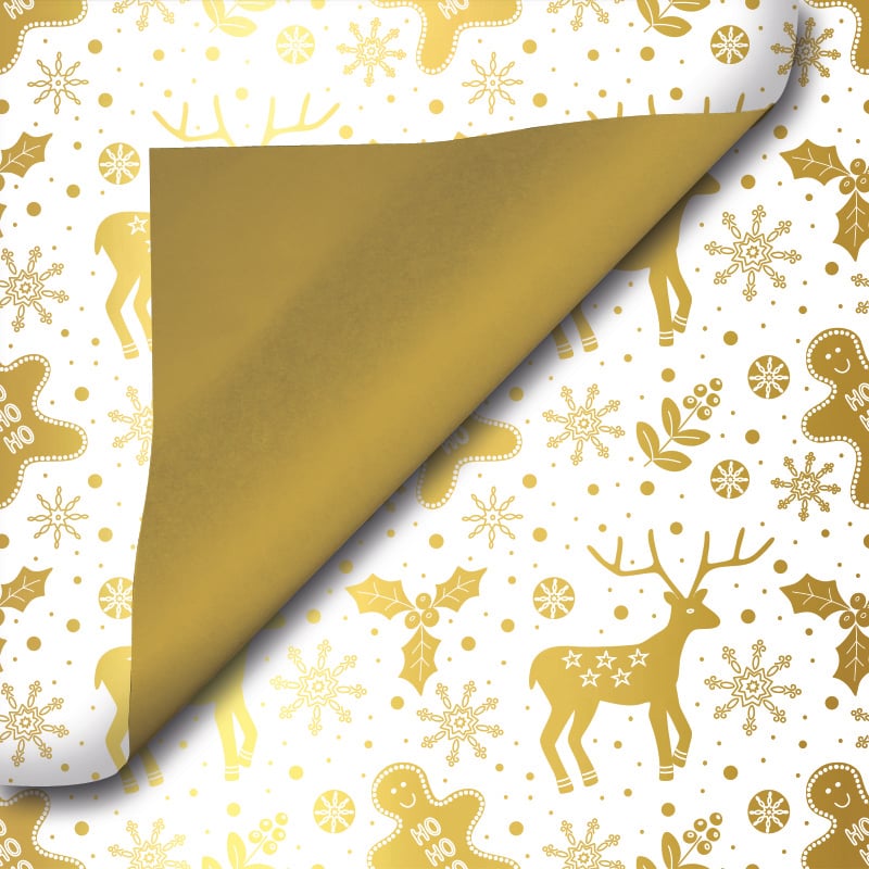 Kerst inpakpapier goud - D090218