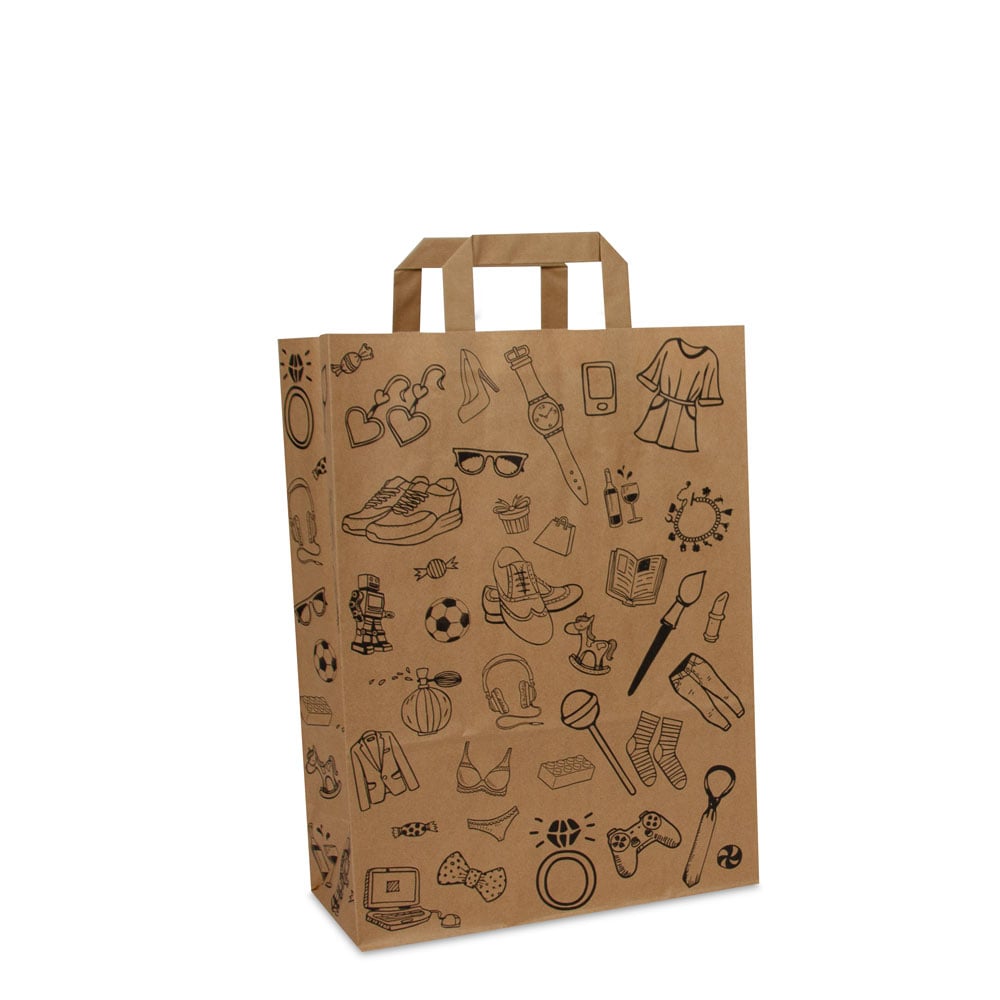 Kraft tassen bruin FSC® - Doodle retail