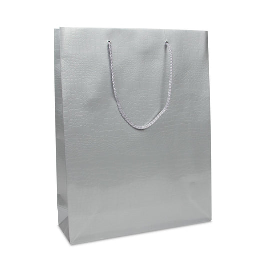 Papieren tas -Croco zilveren wit