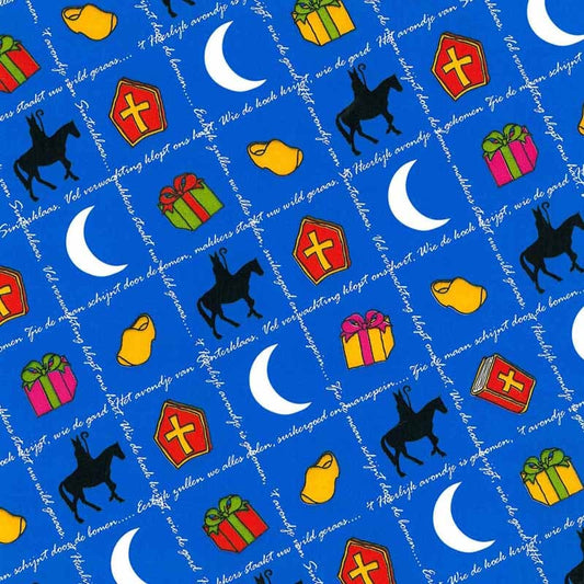 Sinterklaas inpakpapier blauw - D90022
